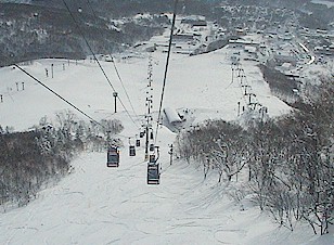 Looking back down the gondola