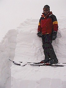 Luke on his block after the slide