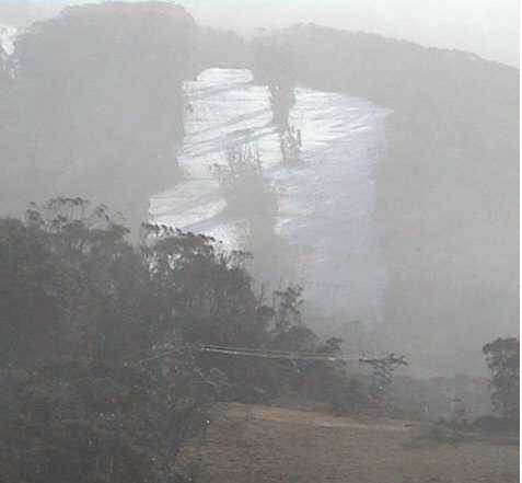 Steeper section of High Noon<br>The snow base on the higher slopes is starting to rebuild since Friday's flood