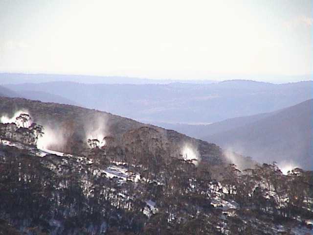 Snow guns on Merritts at noon