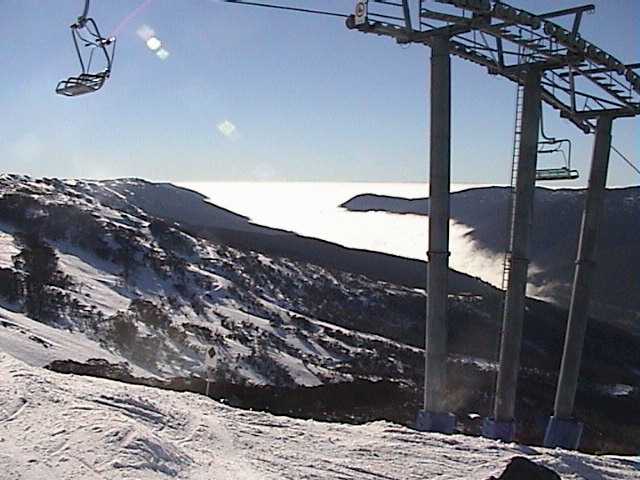 A view Ive often seen from Mount Hutt - fog stretching out towards the Pacific Ocean