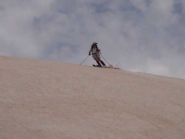 Lynne polishing her ski bases