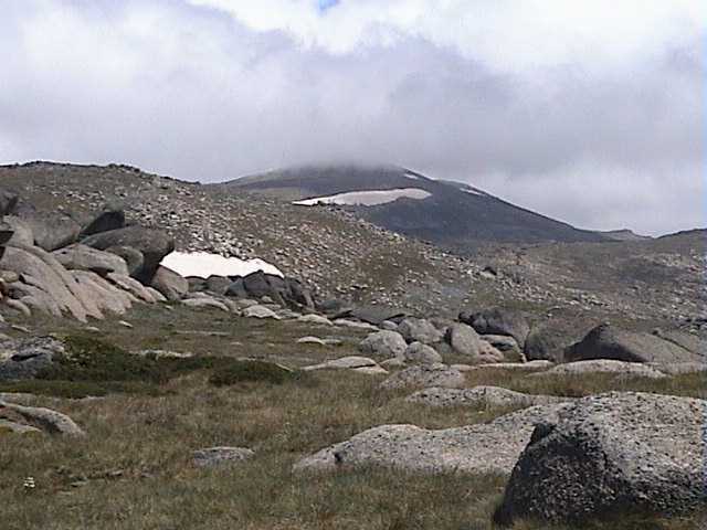 Mt Kosciuszko shrouded in cloud