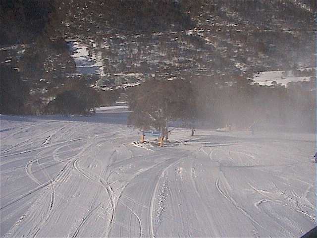 Monday morning snow making on Supertrail