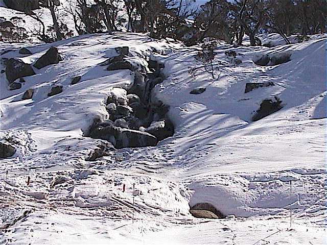 Creek and waterfall appeared above Gunbarrel top station