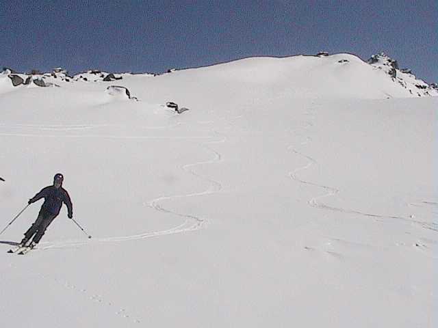 Peter completing first tracks from the top of Signature Hill