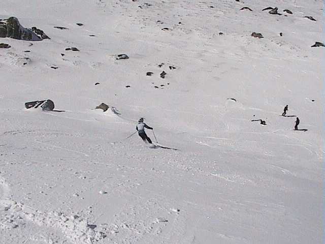 Linda finishing her descent to the waiting gang