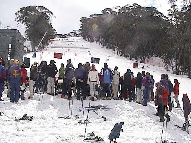 The crowd at the finish line watching the finals