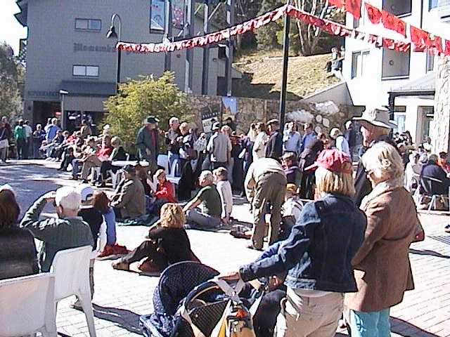 Part of the crowd in the Village Square on Saturday