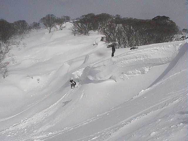 Boarders getting some air in Golf Course Bowl this morning