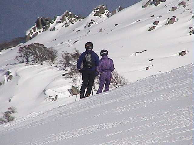 Lynne & Mary high above Bogong Creek on Sunday