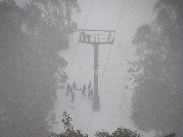 Ski Patrol training on Kosciuszko Express in todays blizzard