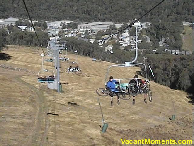 Mountain bike riders taking full advantage of the lift system