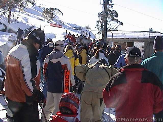 Lift queue on the popular Basin T-bar