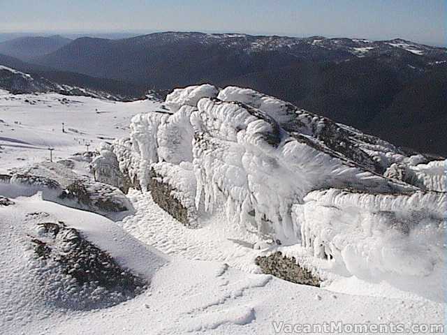 Ice formations at the top of Karels T-bar