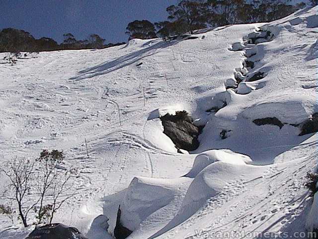 Creek opening up between Ramshead chair and Swaggies