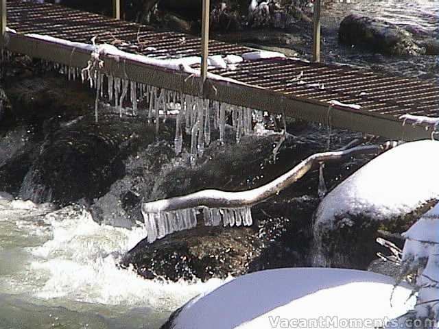 Icicles hanging from the Bogong bridge