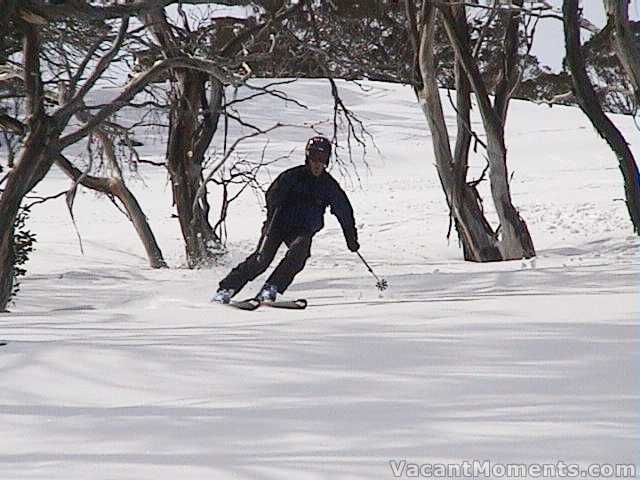 Peter on soft snow in the trees