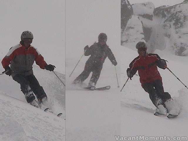 Brian, Jackie & Marion getting good powder in the Basin