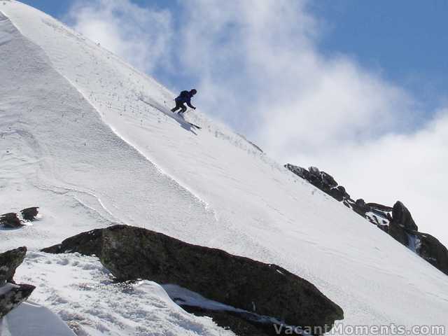 Peter skiing Warwick's knob