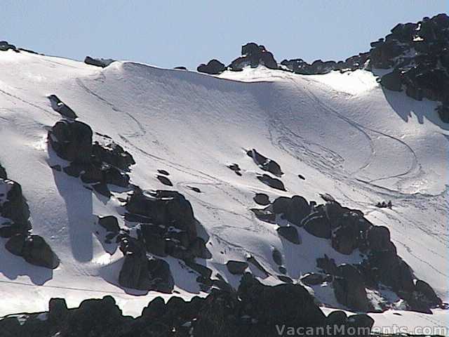 Surface sliding snow was a little disconcerting on the steep