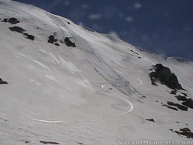 My slide trail through a snow splattered lens