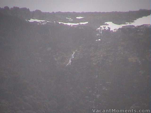 Waterfall beside Ramshead chair - looking through the drizzle