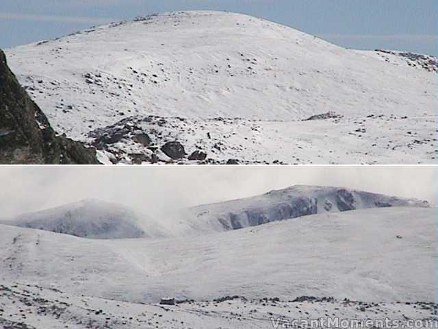 Mt Kosciuszko (top) and cloud over Carruthers Peak