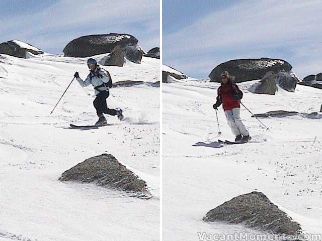 Teles vs Touring - Acacia and Marion enjoying some turns