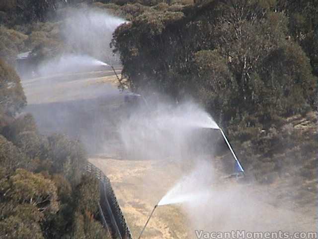 Test firing of automated snow making system on Monday