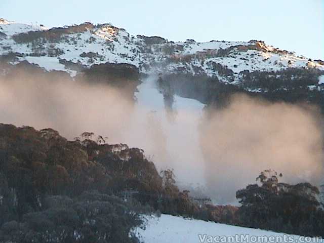 Snowmaking early on Saturday morning