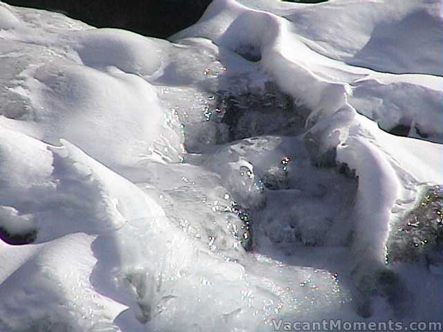 The creek is frozen solid from the endless cold nights