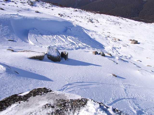 Roscoe's first photo of slide above traverse to Conrod