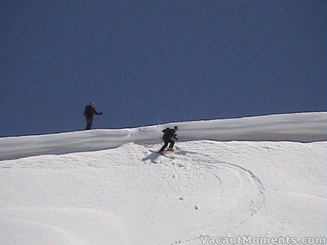 Sally drops in off the Kosi cornice