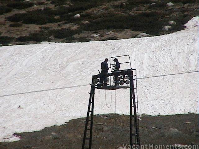 Maintenance crew on Basin T-bar