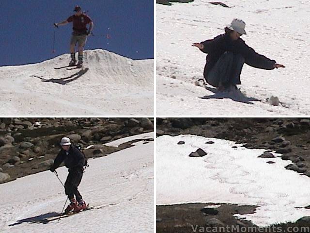 Ray gets air, Annie snow surfing, Richard snapped by Lynne, no patch left unturned