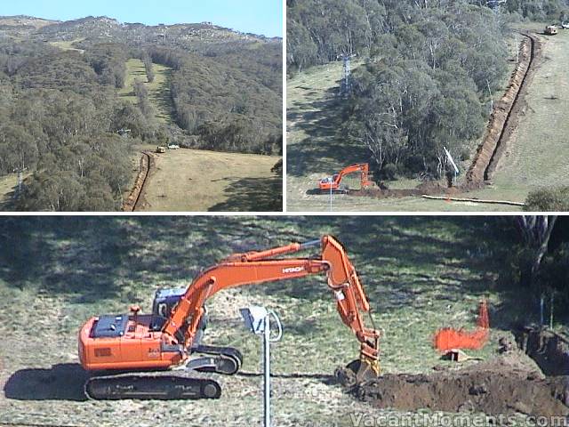 Softened soil helping installation of the automated snow making