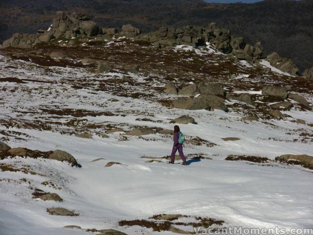 Marion on snow shoes, 2 weeks after knee surgery