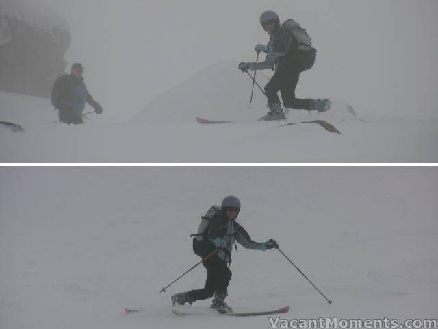 Ray and Acacia negotiating the white out