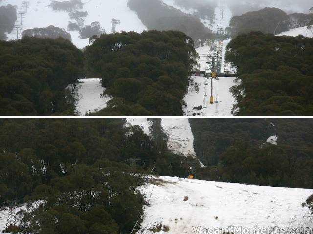 Rain damaged slopes on Wednesday