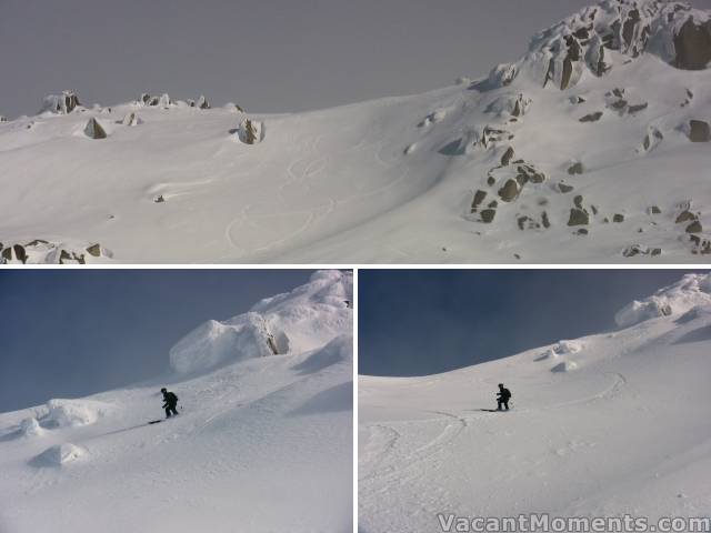 Jackie negotiating the steeper section of the north face of Signature Hill