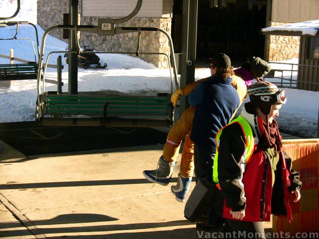 Man-handling the customers onto Kosi chair