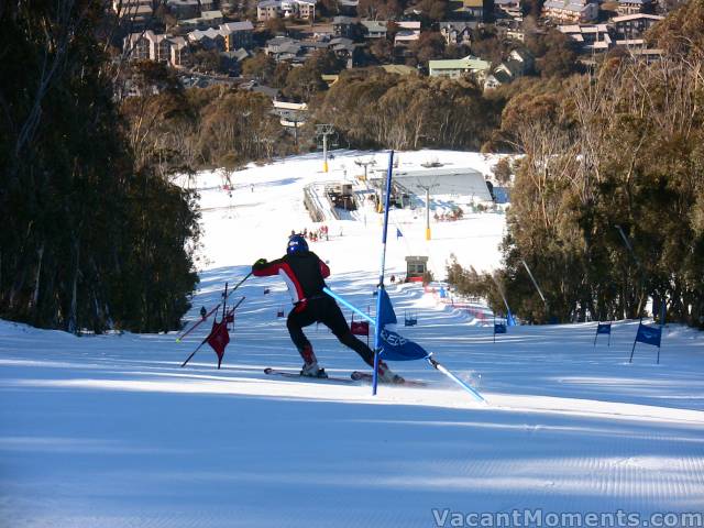 Frozen corduroy at the top of the racecourse