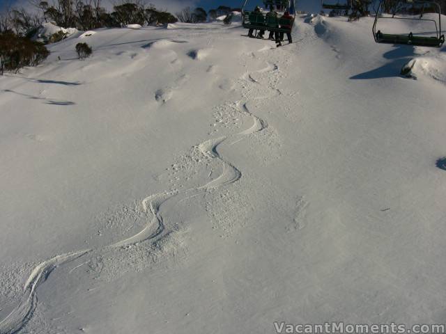 Getting first tracks  Sunday morning