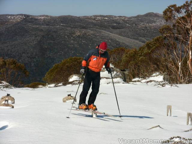 Looking down the chairlift line towards the Alpine Way (Rosco getting air)