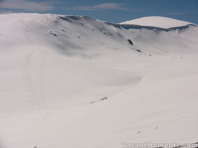 Homeward bound: Mt Kosciuszko and our tracks on South Ridge