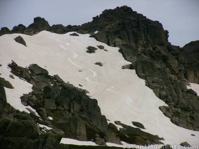 North Face steeper and great fun due to the thaw