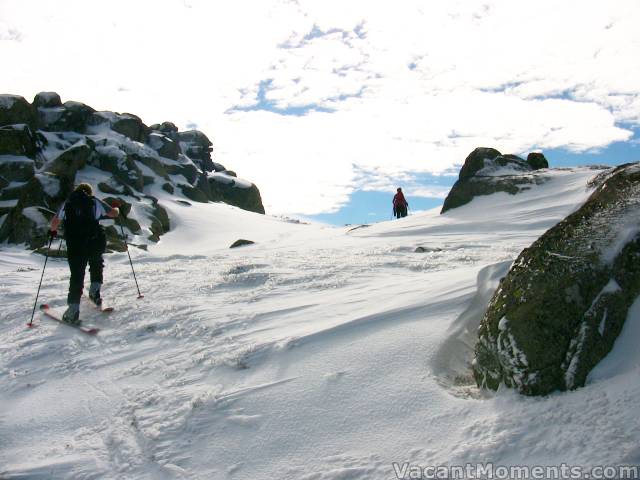 Our Saturday ascent was generally on very firm snow