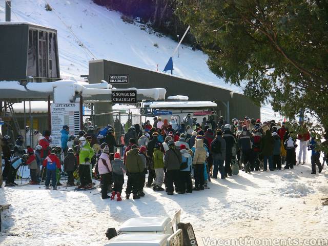 The queues for Snowgums and Merritts chairs today