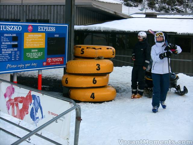 Annie beside the Corporate Games racing tubes